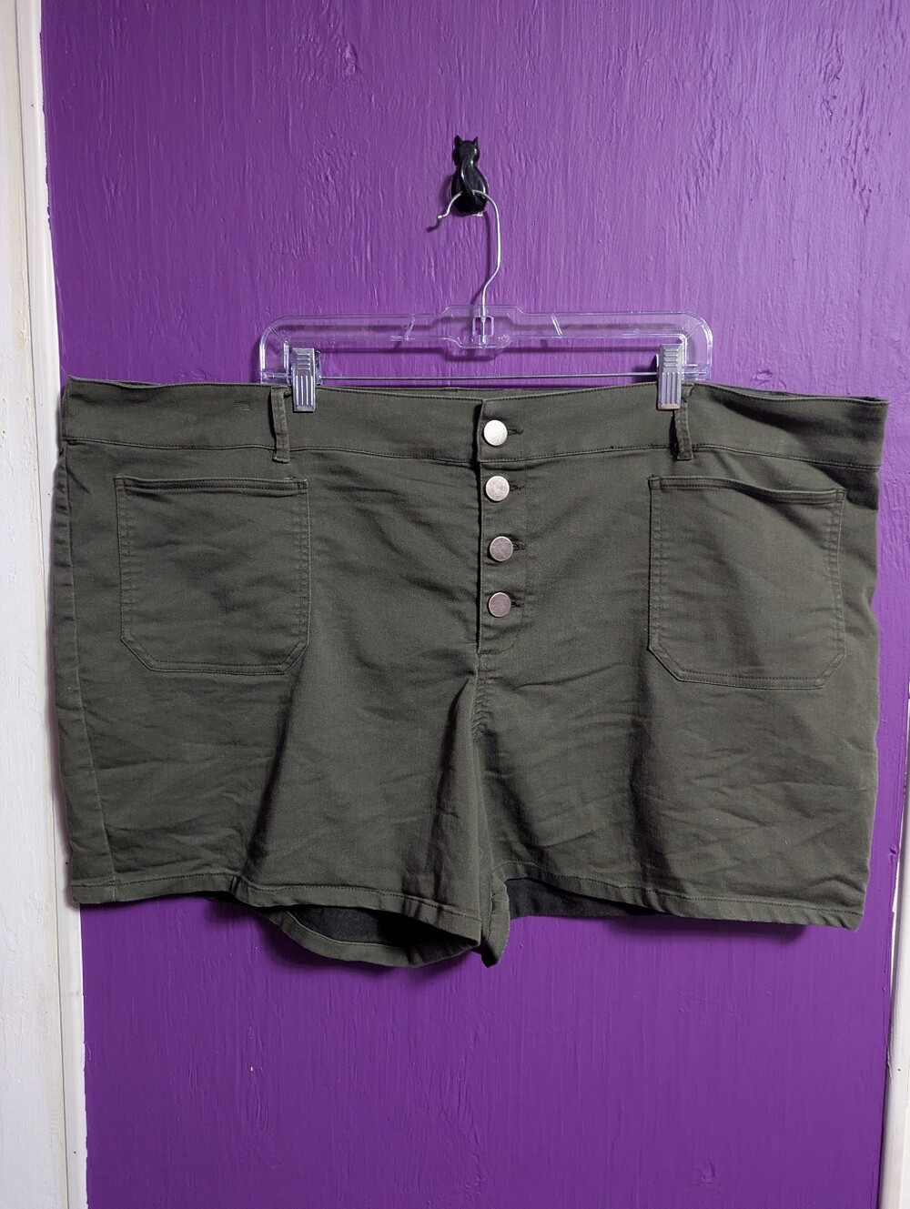 💜 Molly & Isadora Dark Green Button Fly Shorts 26 4X